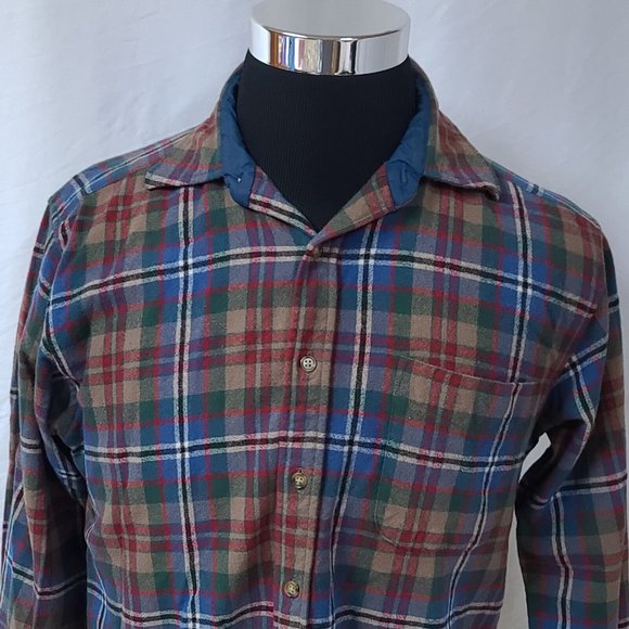 Vtg Pendleton Mens Medium Brown Stripe Long Sleeve Button Wool Flannel Shirt - Picture 2 of 12